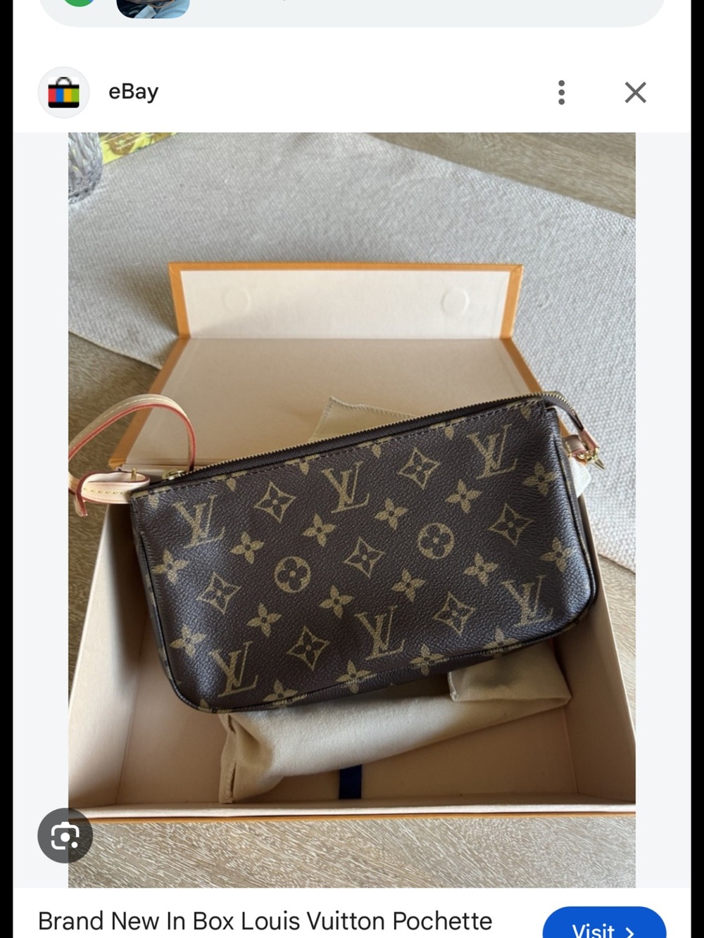 Louis Vuitton Monogram Canvas Pochette in Brown/Beige with Pink Trim